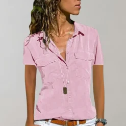 Topjes & Shirts Dames*Aurora - Zomerse damesblouse met korte mouwen