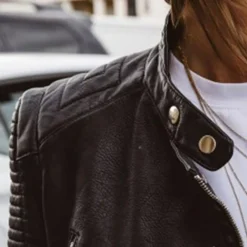 Leren Jassen Dames|Jassen Dames*AVALON - Leren zomerjas voor dames Zwart