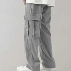 Broeken Heren*Balder - Lichte corduroy cargo broek met klepzakken voor de zomer