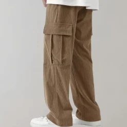 Broeken Heren*Balder - Lichte corduroy cargo broek met klepzakken voor de zomer