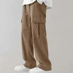 Broeken Heren*Balder - Lichte corduroy cargo broek met klepzakken voor de zomer