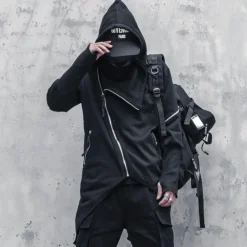 Jassen Heren*Balthasar - Heren Trenchcoat met asymmetrische snit voor de Lente/Zomer Zwart