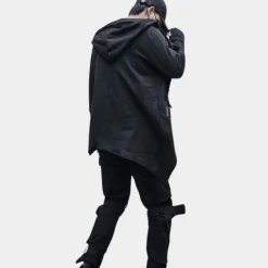 Jassen Heren*Balthasar - Heren Trenchcoat met asymmetrische snit voor de Lente/Zomer Zwart