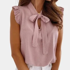 Blazers & Blouses Dames*Bella - Stijlvolle zomerblouse met strikkraag voor zonnige dagen