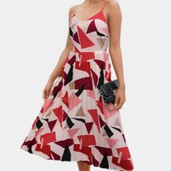 Jurken & Jumpsuits Dames*Belle - Elegante midi zomerjurk Rood