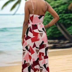 Jurken & Jumpsuits Dames*Belle - Elegante midi zomerjurk Rood