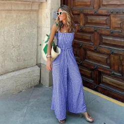 Jurken & Jumpsuits Dames*BETHANY - Luchtige geruite jumpsuit voor dames, perfect voor de zomer