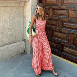 Jurken & Jumpsuits Dames*BETHANY - Luchtige geruite jumpsuit voor dames, perfect voor de zomer