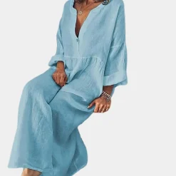 Jurken & Jumpsuits Dames*Bijou - Casual effen damesjurk voor de zomer