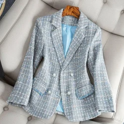 Blazers & Blouses Dames*BLYTHE - Luchtige en getailleerde geruite blazer jas voor dames, perfect voor de lente en zomer