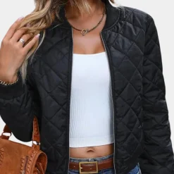 Jassen Dames*Bria - Stijlvol zomerbomberjack voor dames Zwart