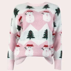 Truien & Vesten Dames*BRIANNA - Modieuze Kersttrui voor Dames Roze