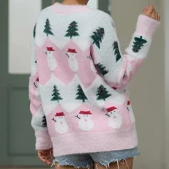 Truien & Vesten Dames*BRIANNA - Modieuze Kersttrui voor Dames Roze