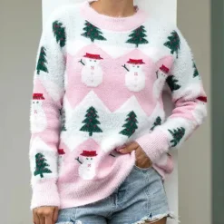 Truien & Vesten Dames*BRIANNA - Modieuze Kersttrui voor Dames Roze