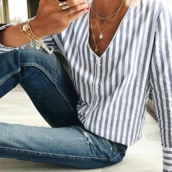 Blazers & Blouses Dames*BRITT - Casual blouse met lange mouwen voor de zomer Grijs