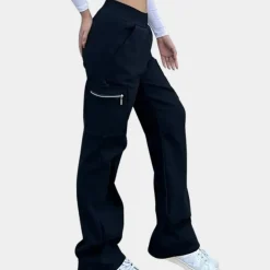 Broeken & Rokken Dames*Cadenza - Elegante cargo broek voor dames, perfect voor de zomer Zwart