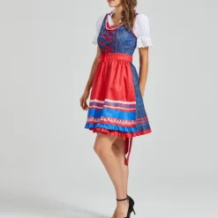 Jurken & Jumpsuits Dames*Calla - Retro Zomer/Oktoberfest Jurk voor Vrouwen Blauw