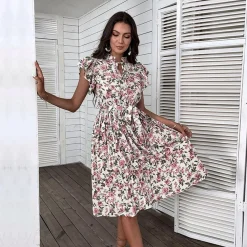 Jurken & Jumpsuits Dames*CAPUCINE - Stijlvolle zomer bloemenjurk Wit