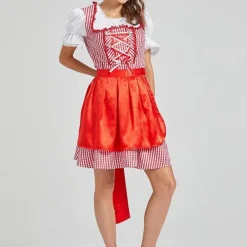 Jurken & Jumpsuits Dames*Carys - Charmante zomerjurk voor dames, perfect voor het Oktoberfest Rood