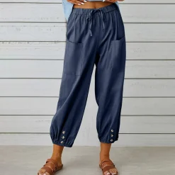 Broeken & Rokken Dames*Casual damesbroek met wijde pijpen voor de zomer