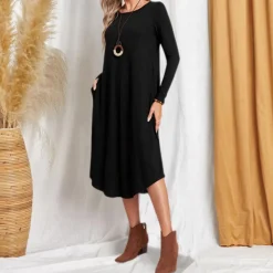 Jurken & Jumpsuits Dames*Casual damesjurk met lange mouwen voor de zomer