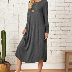 Jurken & Jumpsuits Dames*Casual damesjurk met lange mouwen voor de zomer