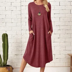 Jurken & Jumpsuits Dames*Casual damesjurk met lange mouwen voor de zomer