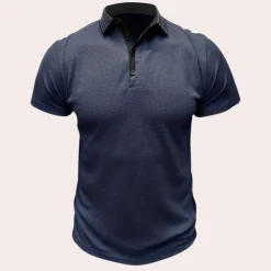 Shirts Heren*Casual heren shirt met korte mouwen voor de zomer Marineblauw