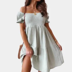 Jurken & Jumpsuits Dames*Casual off shoulder zomerjurk voor dames