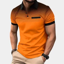 Shirts Heren*Casual zomer overhemd voor heren Oranje