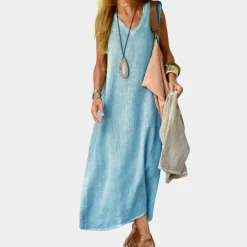 Jurken & Jumpsuits Dames*Casual v-hals dames maxi zomerjurk