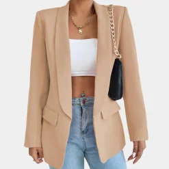 Blazers & Blouses Dames*Catherine - Moderne zomerblazer voor vrouwen - Perfect voor Lente en Zomer Beige