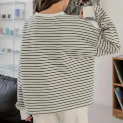 Topjes & Shirts Dames*CHERYL - Comfortabel Gestreept Zomersweatshirt voor Dames Beige