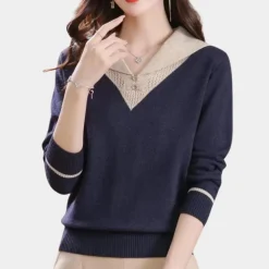 Truien & Vesten Dames*Ciri - Trendy Zomerse Damestrui met V-Hals en Patchworkdetails