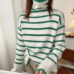 Truien & Vesten Dames*Clarice - Trendy gestreepte coltrui voor dames, perfect voor de lente en zomer
