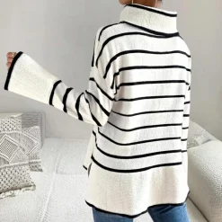 Truien & Vesten Dames*Clarice - Trendy gestreepte coltrui voor dames, perfect voor de lente en zomer