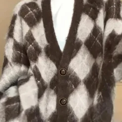 Truien & Vesten Dames*CLARIMONE - Elegant Geruit Damesvest voor de Zomer Bruin