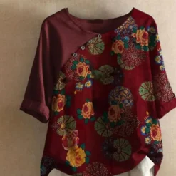 Blazers & Blouses Dames*Clarisa - Trendy Retro Zomerblouse voor dames