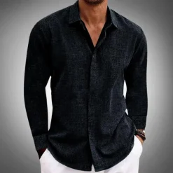 Shirts Heren*Claudio - Klassiek herenoverhemd met lange mouwen voor de zomer