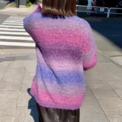 Truien & Vesten Dames*CYNTHIA - Elegante Gebreide Zomerse Trui voor Dames Donker paars