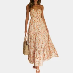 Jurken & Jumpsuits Dames*Dagmar - Lange zomerjurk met halternek