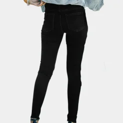 Broeken & Rokken Dames*Dagnija - Skinny casual jeans voor dames - Zomerse stijl Zwart
