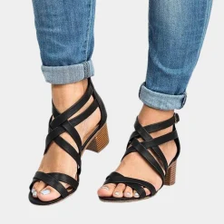 Damesschoenen*Damessandalen met gestapelde hak voor de zomer