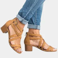 Damesschoenen*Damessandalen met gestapelde hak voor de zomer