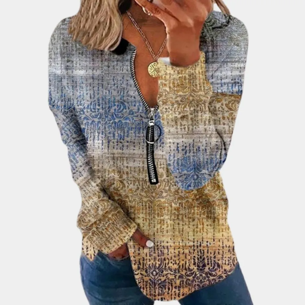 Truien & Vesten Dames*Damestrui met vintageprint voor de zomer