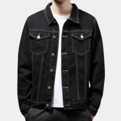 Jassen Heren*Darcio - Denim zomerjas voor heren met trendy look Zwart