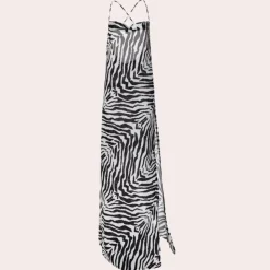 Jurken & Jumpsuits Dames*Dayana - Gedurfde Rugloze Maxi met Zebra Strepen voor de Zomer Zwart
