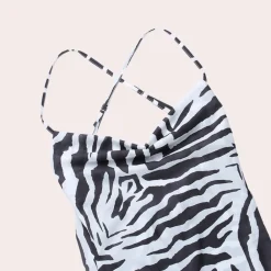 Jurken & Jumpsuits Dames*Dayana - Gedurfde Rugloze Maxi met Zebra Strepen voor de Zomer Zwart