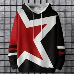 Truien & Vesten Heren*Dionisie - Hippe heren zomer hoodie met sterrenprint Rood