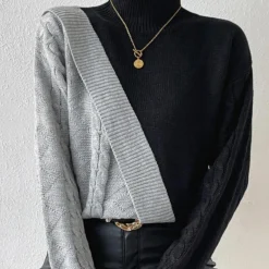 Truien & Vesten Dames*Dorottya - Trendy asymmetrische damestrui voor de zomer Grijs